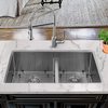 Nantucket Sinks 2 Inch Pro Series 60/40 Offset Double bowl Undermount Small Radius Stainless Steel Kitchen Sink SR3219-OS-16